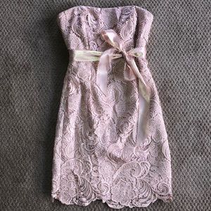Adrianna Papell blush lace short formal dress